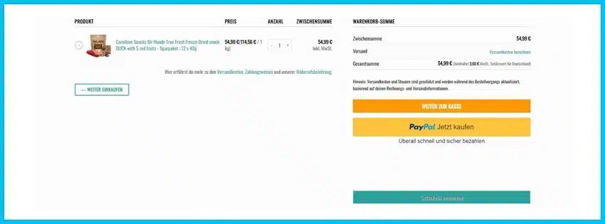 petshop24 Gutschein Warenkorb blau