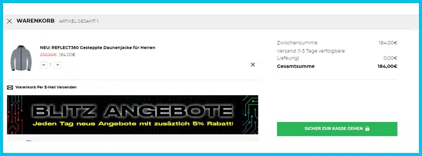 provizsports Gutschein Warenkorb blau
