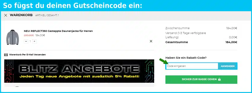 provizsports Gutschein einfuegen und sparen blau
