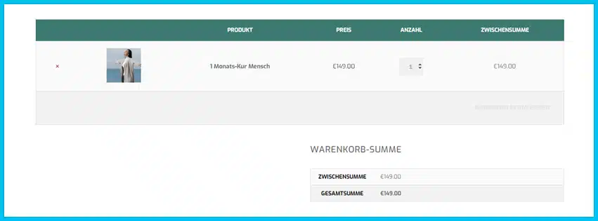 source-healing Gutschein Warenkorb blau