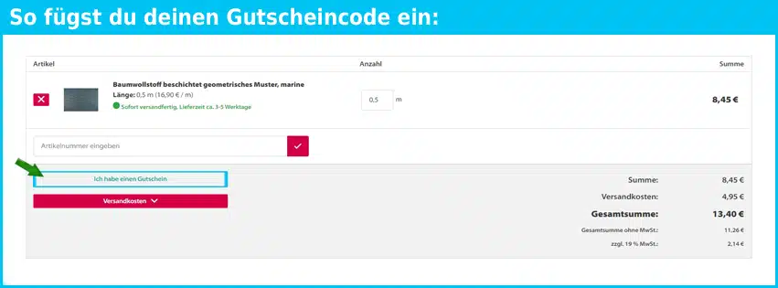 stoffe-schulz Gutschein einfuegen und sparen blau