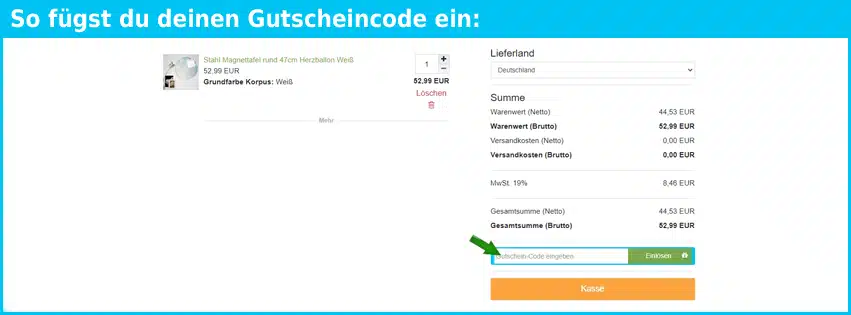 banjado-magnettafel Gutschein einfuegen und sparen blau
