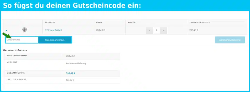 diamanten-express Gutschein einfuegen und sparen blau