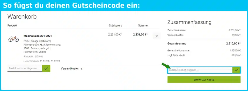greenstorm Gutschein einfuegen und sparen blau