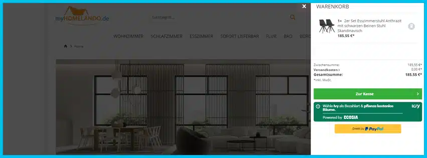myhomelando.de Gutschein Warenkorb blau