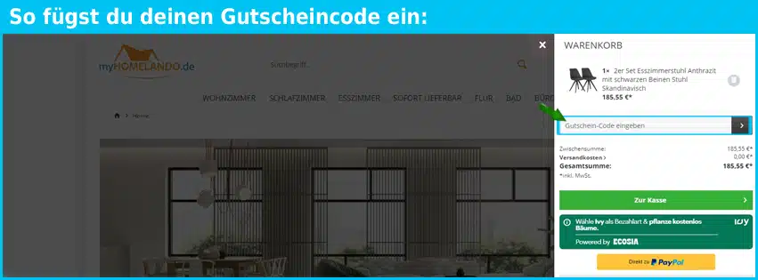 myhomelando.de Gutschein einfuegen und sparen blau