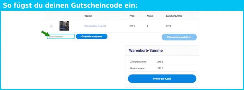 online-fitness-academy Gutschein einfuegen und sparen blau