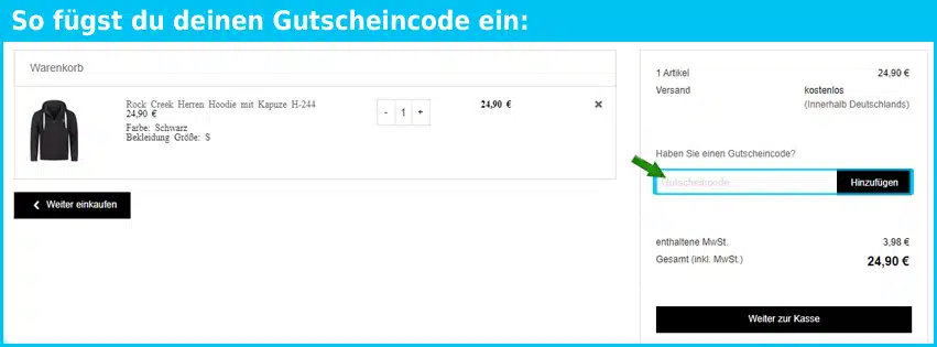 rock-creek Gutschein einfuegen und sparen blau