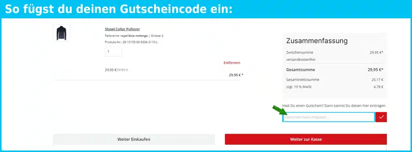 timezone Gutschein einfuegen und sparen blau
