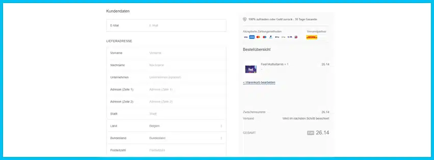 wearefeel Gutschein Warenkorb blau