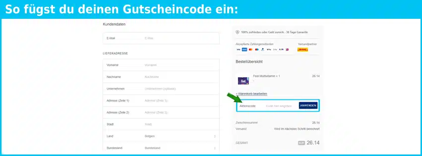 wearefeel Gutschein einfuegen und sparen blau