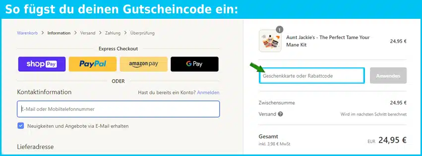 bisbshop Gutschein einfuegen und sparen blau