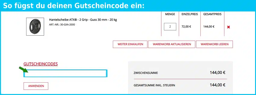 megafitness.shop Gutschein einfuegen und sparen blau