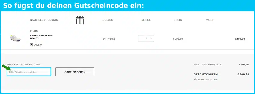 gomez Gutschein einfuegen und sparen blau