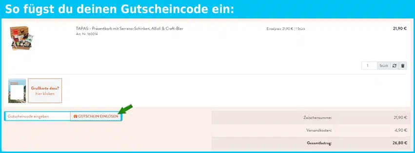 jamon.de Gutschein einfuegen und sparen blau