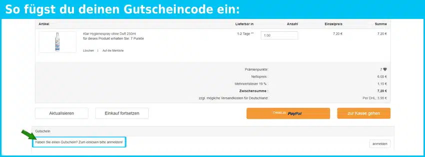 bio-naturwelt Gutschein einfuegen und sparen blau
