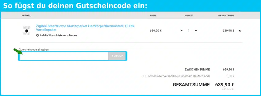 livolo Gutschein einfuegen und sparen blau