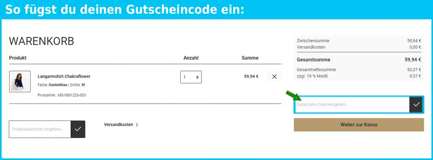 mystationary Gutschein einfuegen und sparen blau