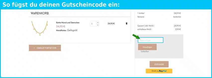 schmuckrausch Gutschein einfuegen und sparen blau
