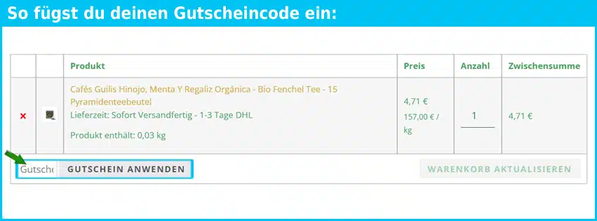 teemaus Gutschein einfuegen und sparen blau
