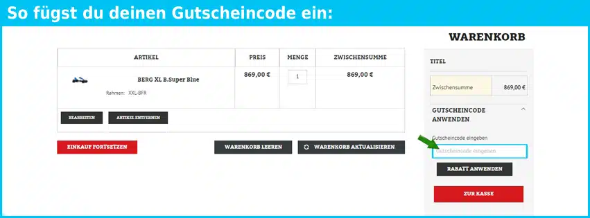bergtoys Gutschein einfuegen und sparen blau