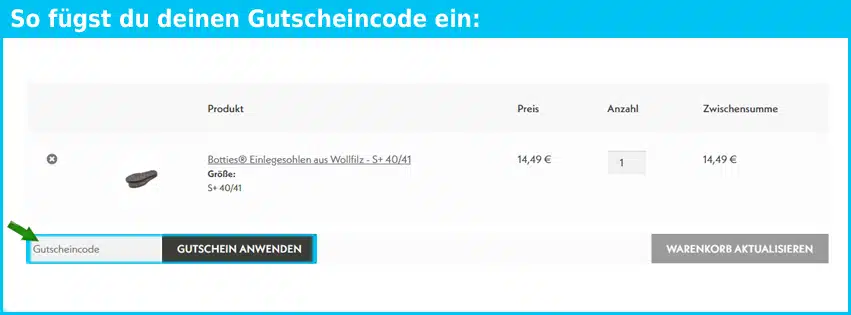 botties Gutschein einfuegen und sparen blau
