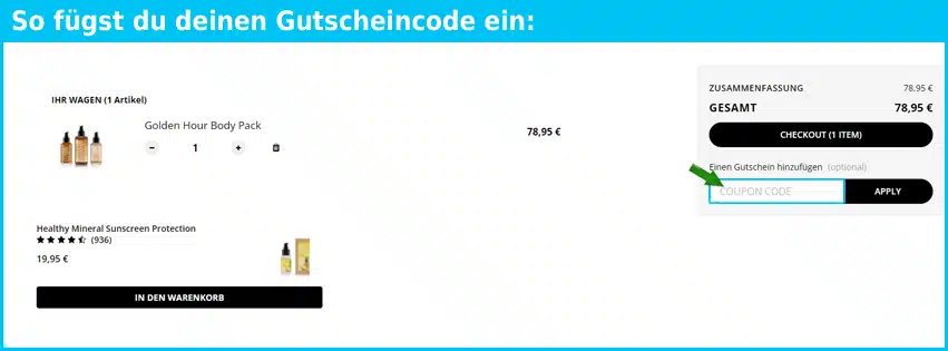 freshlycosmetics Gutschein einfuegen und sparen blau