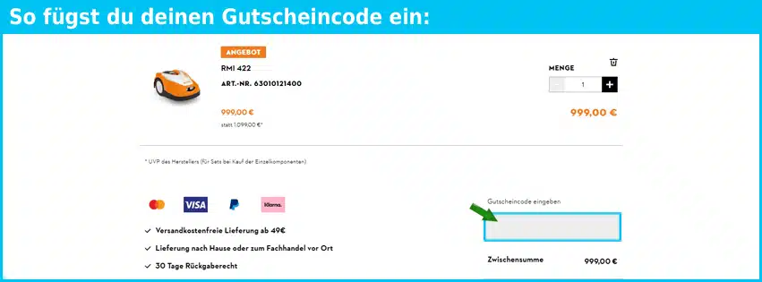 stihl Gutschein einfuegen und sparen blau