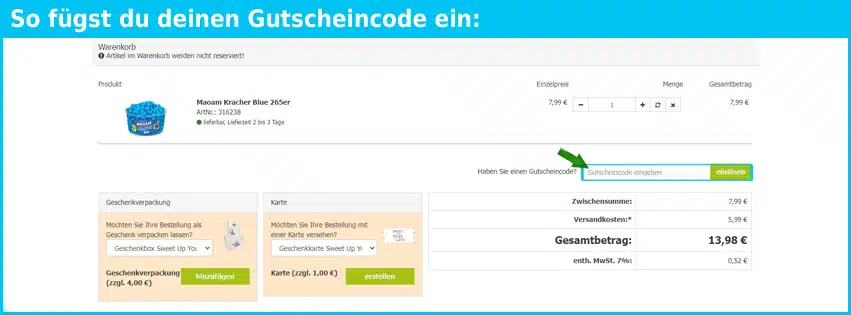 worldofsweets Gutschein einfuegen und sparen blau