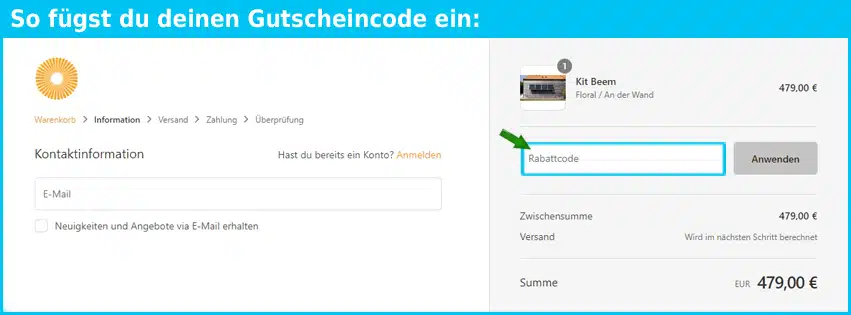beemenergy Gutschein einfuegen und sparen blau