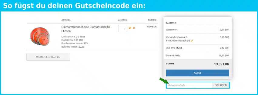 bohrer-handel Gutschein einfuegen und sparen blau