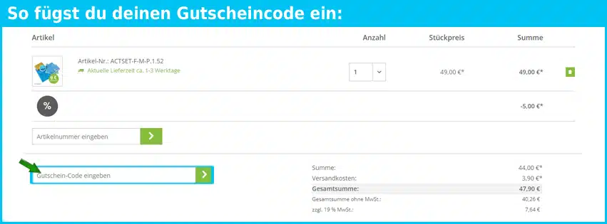 easyclean-shop Gutschein einfuegen und sparen blau