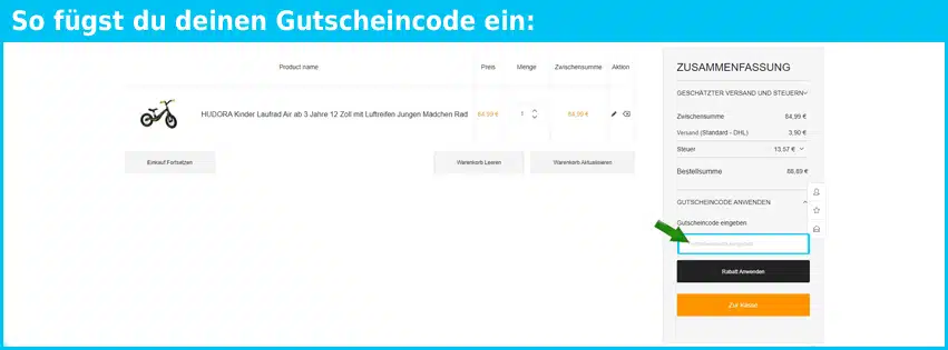 fiduciashop Gutschein einfuegen und sparen blau