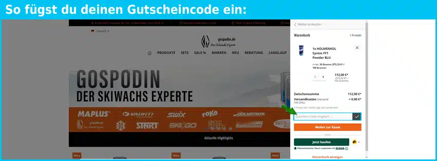 gospodin Gutschein einfuegen und sparen blau