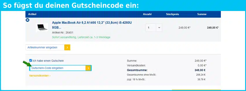 hardware-online-shop Gutschein einfuegen und sparen blau