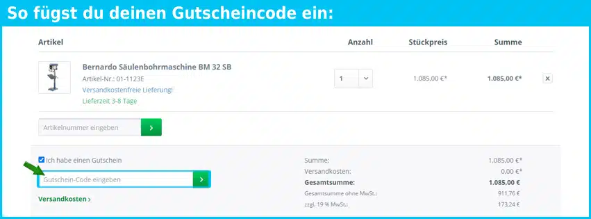 hsh24 Gutschein einfuegen und sparen blau
