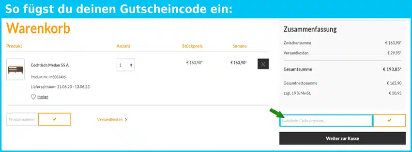 monbien Gutschein einfuegen und sparen blau