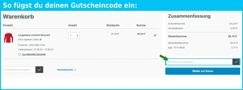 my-teamsport Gutschein einfuegen und sparen blau