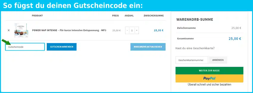 neurotunes Gutschein einfuegen und sparen blau