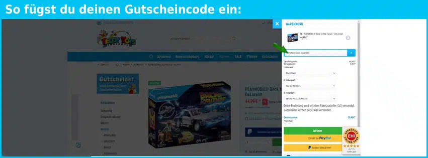 teddytoys Gutschein einfuegen und sparen blau
