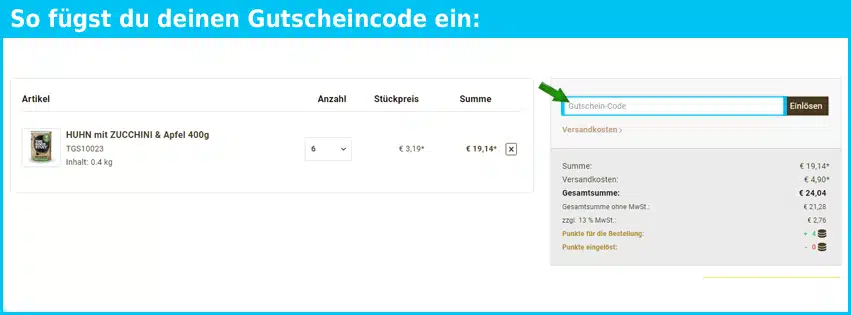 the-goodstuff Gutschein einfuegen und sparen blau
