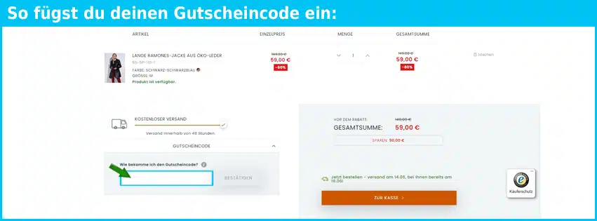 wittchenshop Gutschein einfuegen und sparen blau