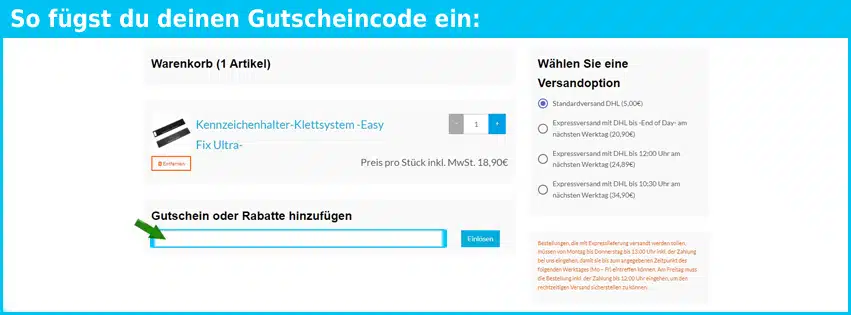 3d-kennzeichen Gutschein einfuegen und sparen blau