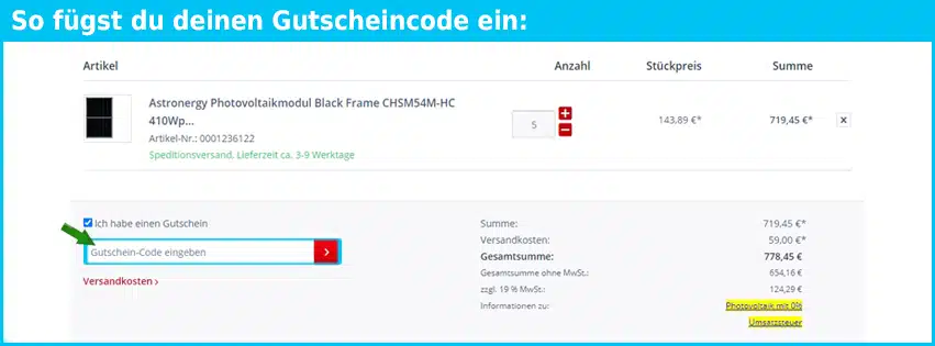 elektromax24 Gutschein einfuegen und sparen blau
