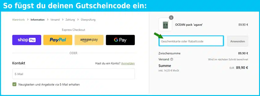fitzandhuxley Gutschein einfuegen und sparen blau