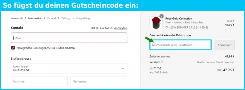 fleursdeparis Gutschein einfuegen und sparen blau