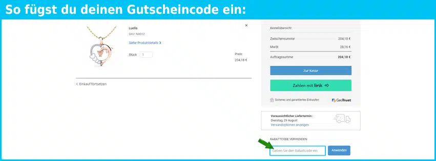 galapel Gutschein einfuegen und sparen blau