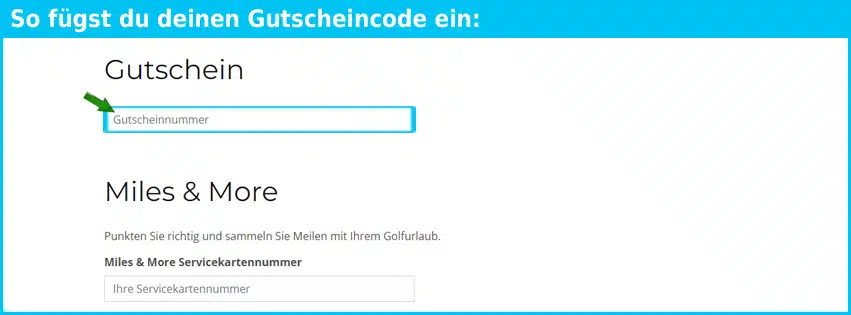 golfurlaub.com Gutschein einfuegen und sparen blau