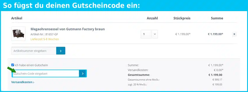 ihp-wohnwelt Gutschein einfuegen und sparen blau