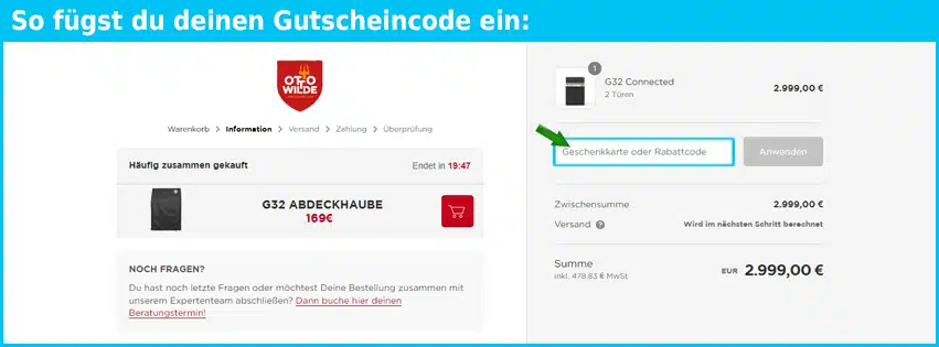 ottowildegrillers Gutschein einfuegen und sparen blau